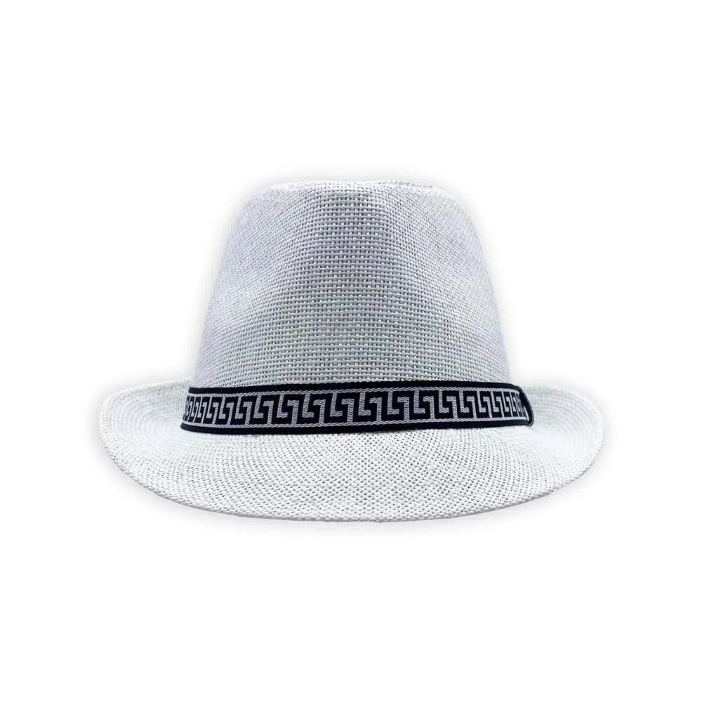 Cappello Fedora Stile Panama, Borsalino con Nastro Decorativo, Cappello Estivo Moderno, Casual.