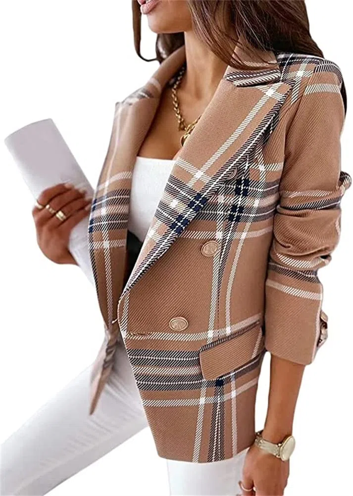 shownicer Blazer Donna Elegante Manica Lunga Scollo a V Giacca Moda ClassicoTintura per Cravatta Giacche Casual Ufficio Business Cardigan Cappotti