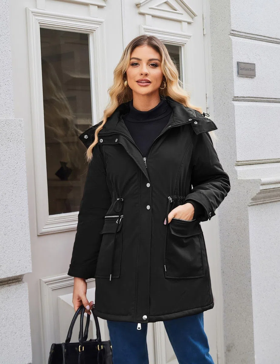 Maacie Umstands Giacca di Cotone 3 in 1 Inverno Lungo Buffer Piumino Parka con Cappuccio con Tasche Giacca di Cotone Impermeabile 2024