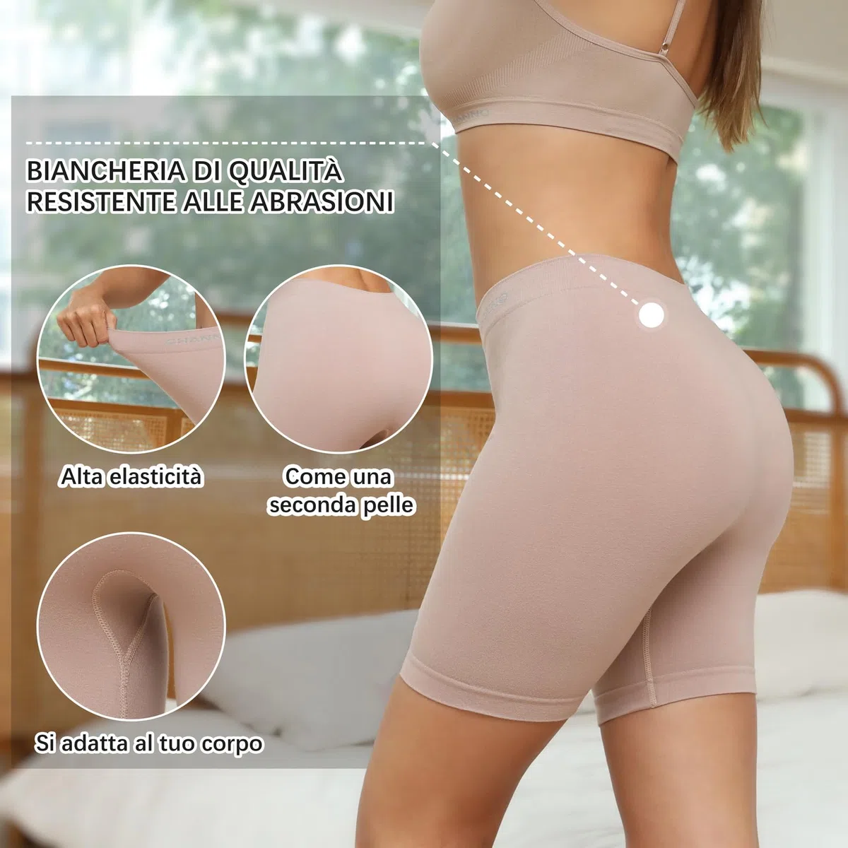 Channo Pantaloncini Anti sfregamento in Cotone, con Sostegno Leggero, Tessuto Morbido ed Elasticizzato