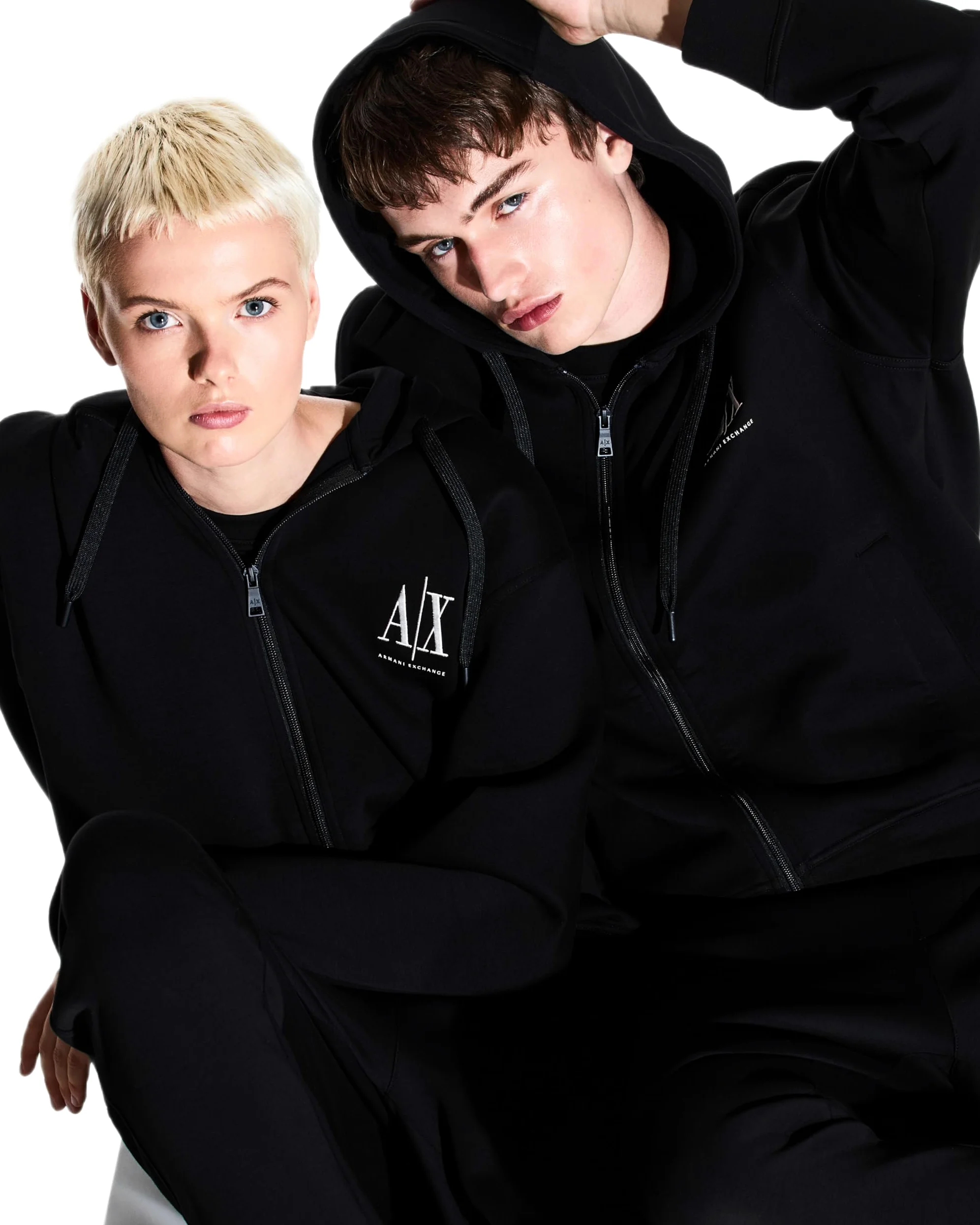 Armani Exchange Icon Project, Emboidered Logo, Full Zip Felpa con Cappuccio Uomo (Pacco da 1)