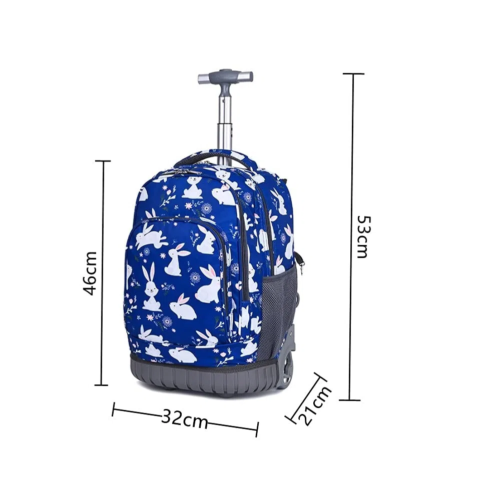 Zaino Trolley con Ruote per Studenti, impermeabile, Ragazzi Ragazze Zaino Trolley Rolling Zaino da viaggio, 32x21x46 cm