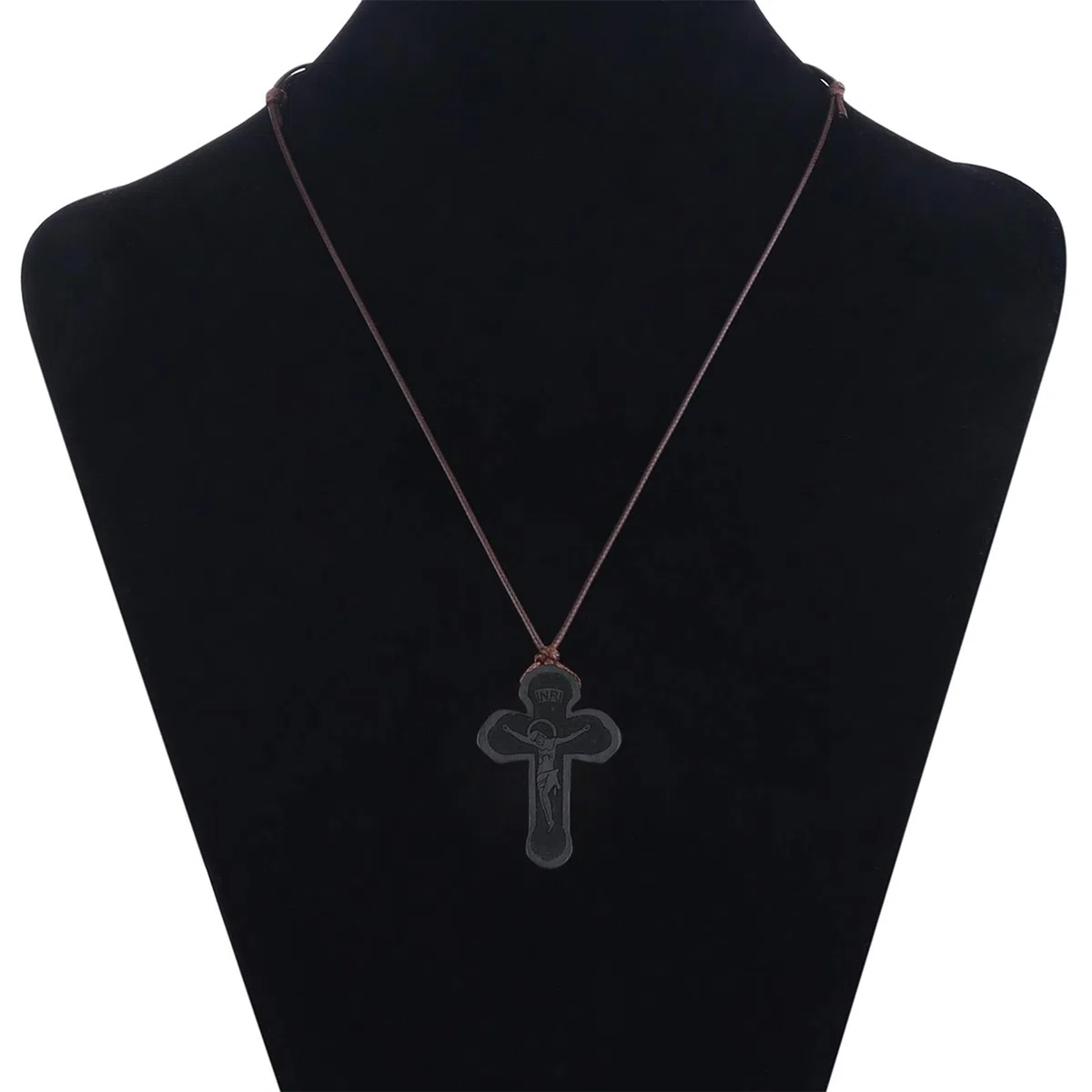 COTTVOTT Collana con ciondolo a forma di croce ortodossa in legno con crocifisso cristiano e preghiera, Gesù per donne e uomini