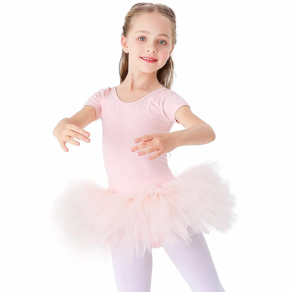 Bezioner Tutu per Danza Leotard Vestito Ginnastica Manica Corta