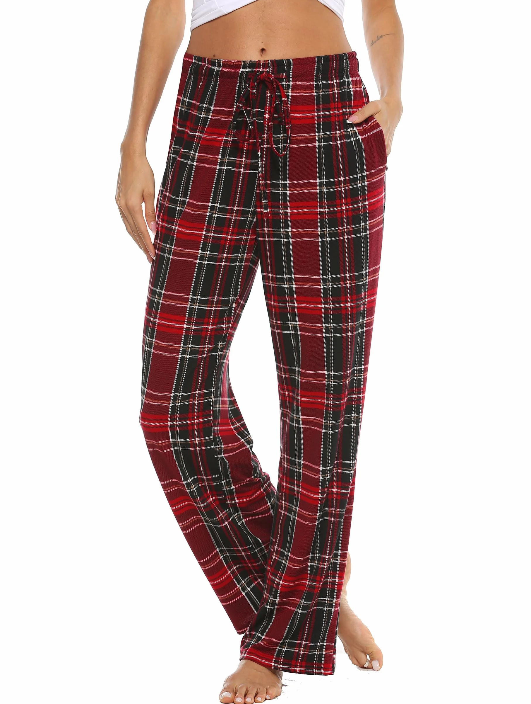 Vlazom Pantaloni Pigiama Donna Pantaloni Donna Flanella Quadri Pantaloni con Coulisse Pantaloni Casa Donna Trousers Plaid Donna