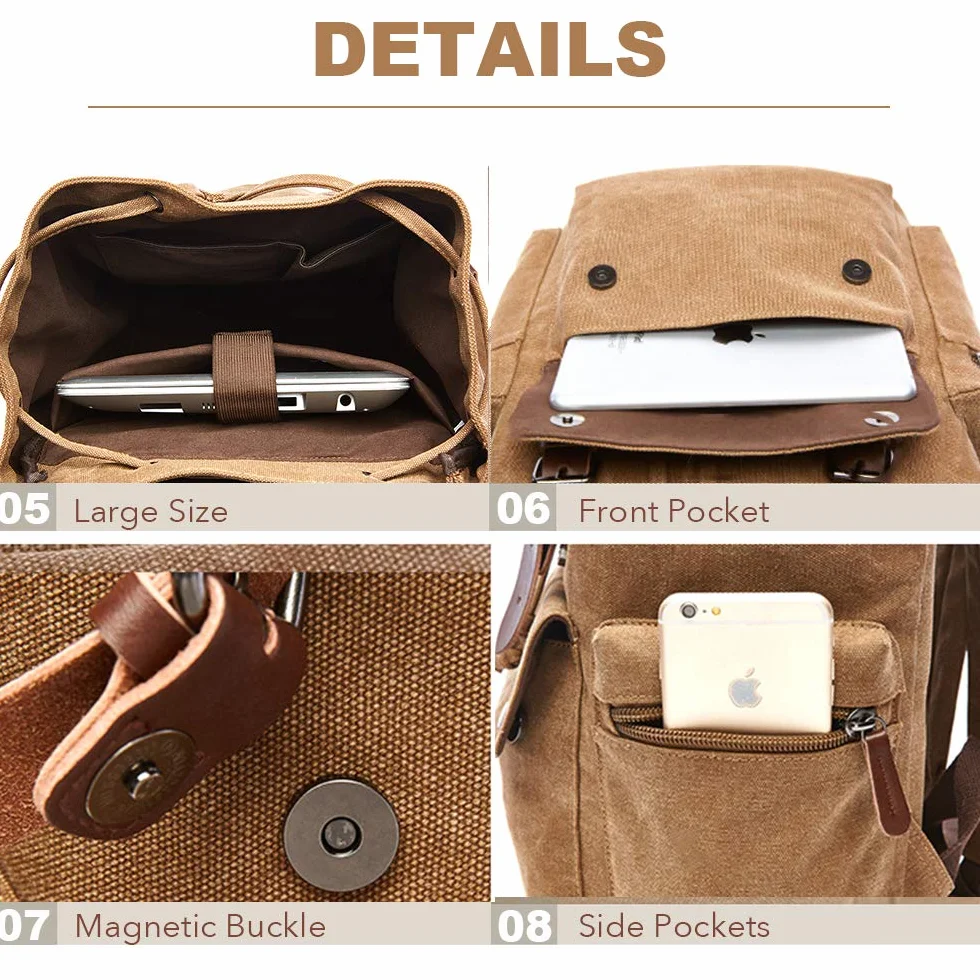 Vintage Zaino Canvas Casual, Verde