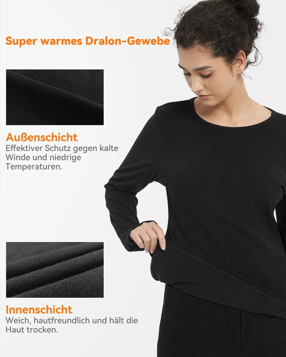 FERNIDA Maglia termica da donna, riscaldata, a maniche lunghe, con batteria da 10000 mAh, con strato termico, per jogging, sci, ciclismo, pesca, moto
