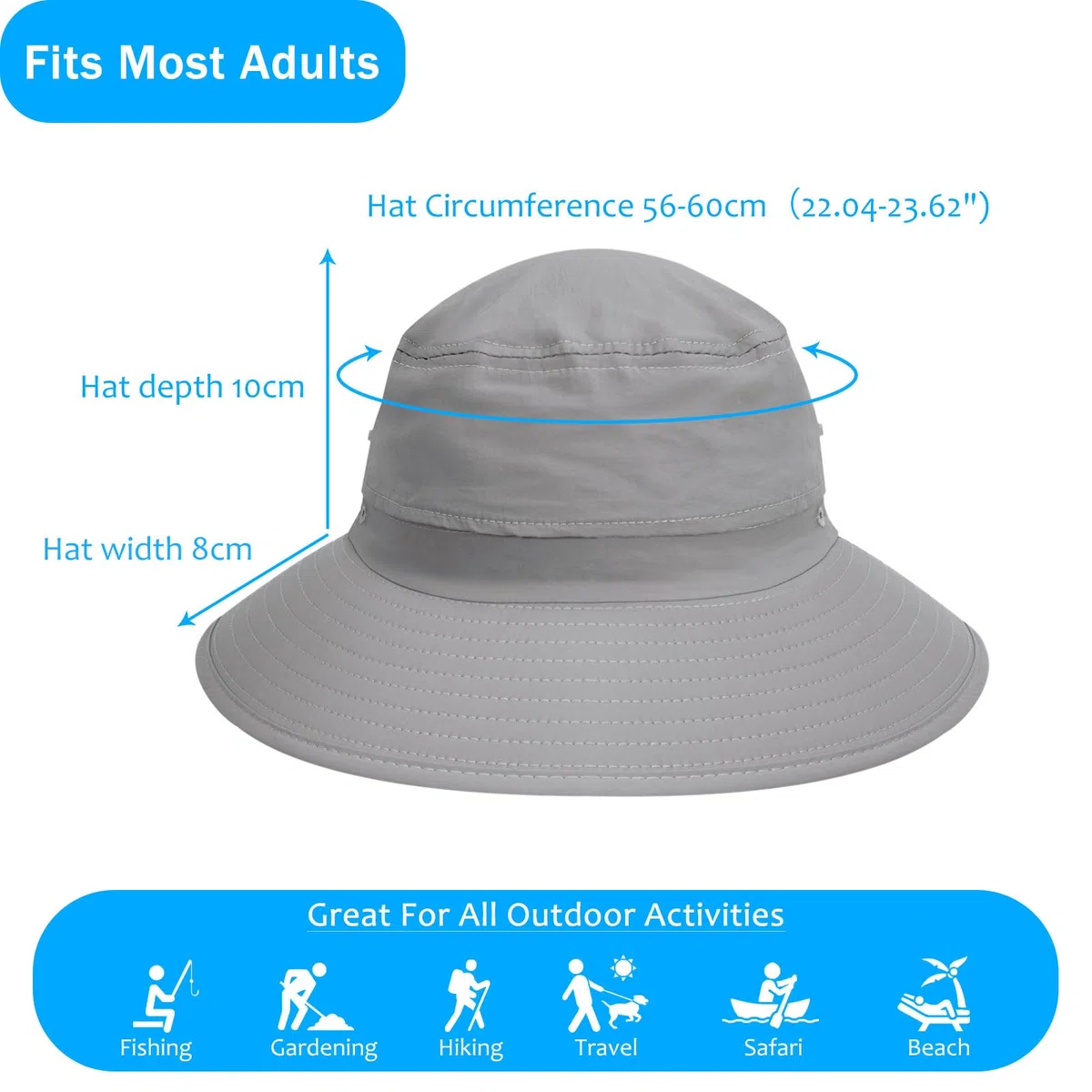 Cappello da Sole Uomo Boonie Estivo Pescatore Safari Cappello Anti UV Tesa Larga Mesh Traspirante Bucket Hat Impermeabile Leggero Pieghevole