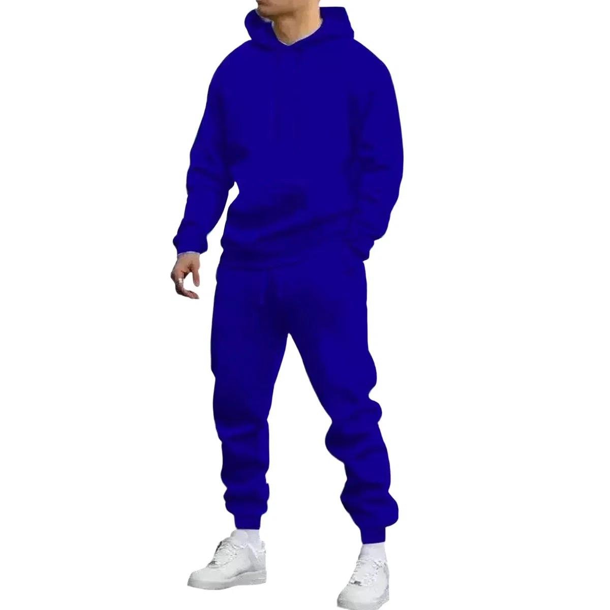 Completo felpa con cappuccio e pantaloni della tuta da uomo, tuta da uomo in pile con cappuccio, 2 pezzi, caldo completo sportivo felpa e pantaloni della