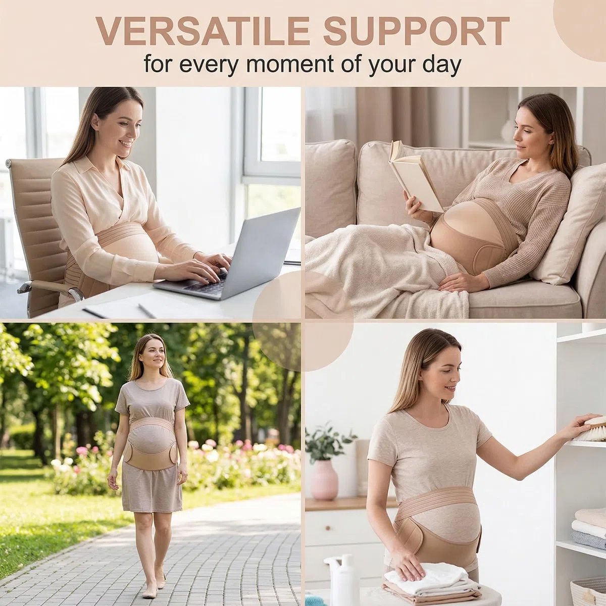 Fascia Gravidanza, Cintura Gravidanza di Supporto Maternità Post-Parto, Regolabile per Dolore alla Schiena e Addome, Supporto Ergonomico e Traspirante, Comfort per Donna