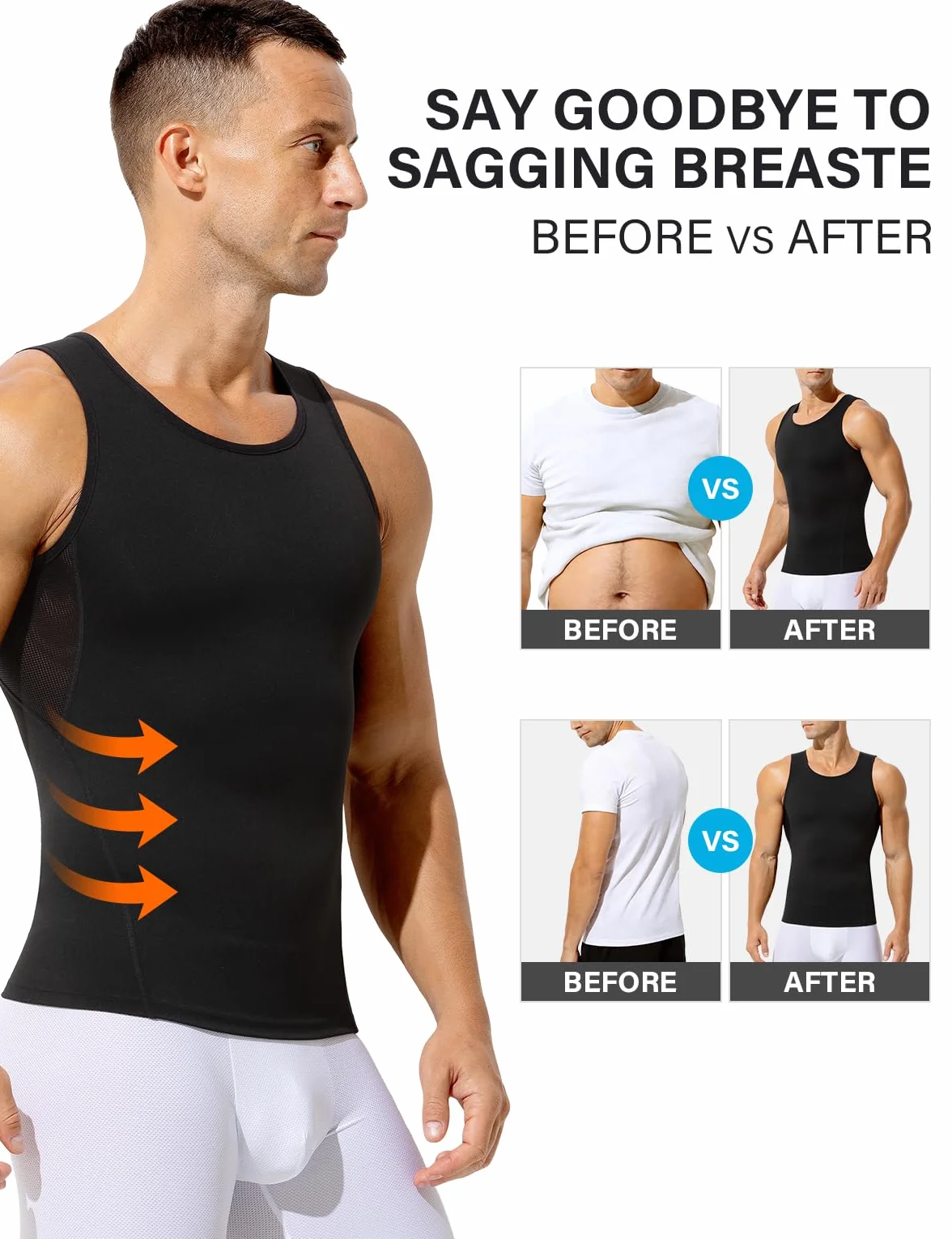 Canotta Compressione Uomo, Canottiera Contenitiva Controllo Pancia Snellente Intimo Sportivo Fitness