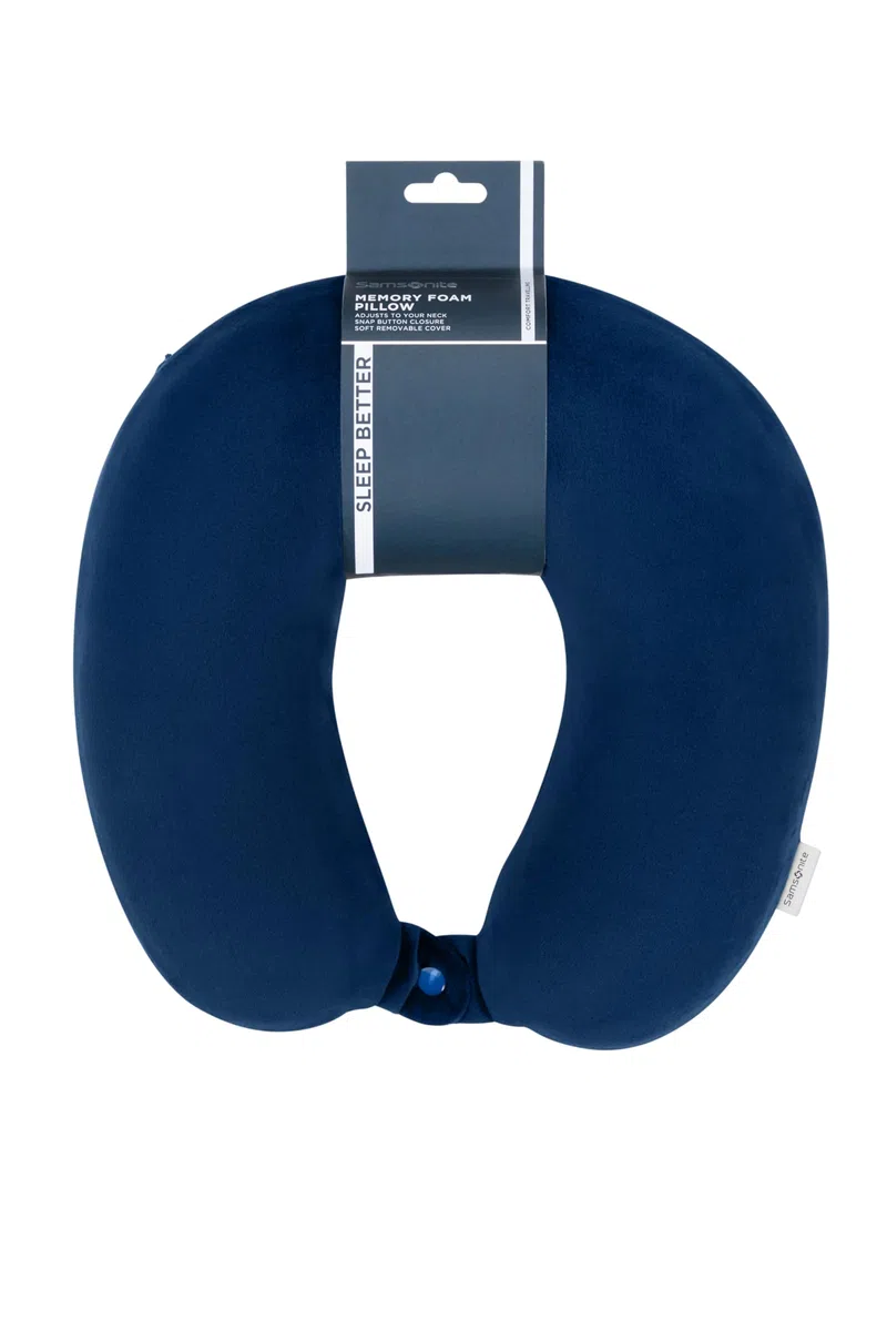 Samsonite TA Revolution – Cuscino da viaggio in memory foam, ergonomico e confortevole, cuscino da viaggio per aereo, auto e viaggi, Blu (Midnight Blue)
