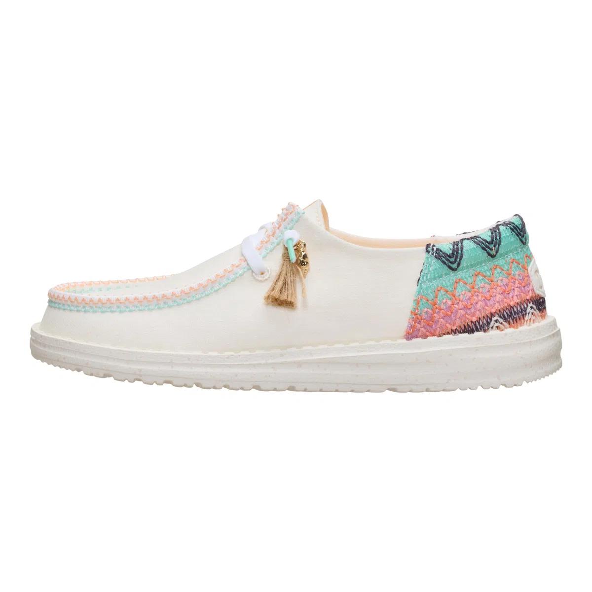 HEYDUDE Wendy Funk - Scarpe da spiaggia da donna, leggere, senza lacci, con lacci elastici e dettaglio con nappe