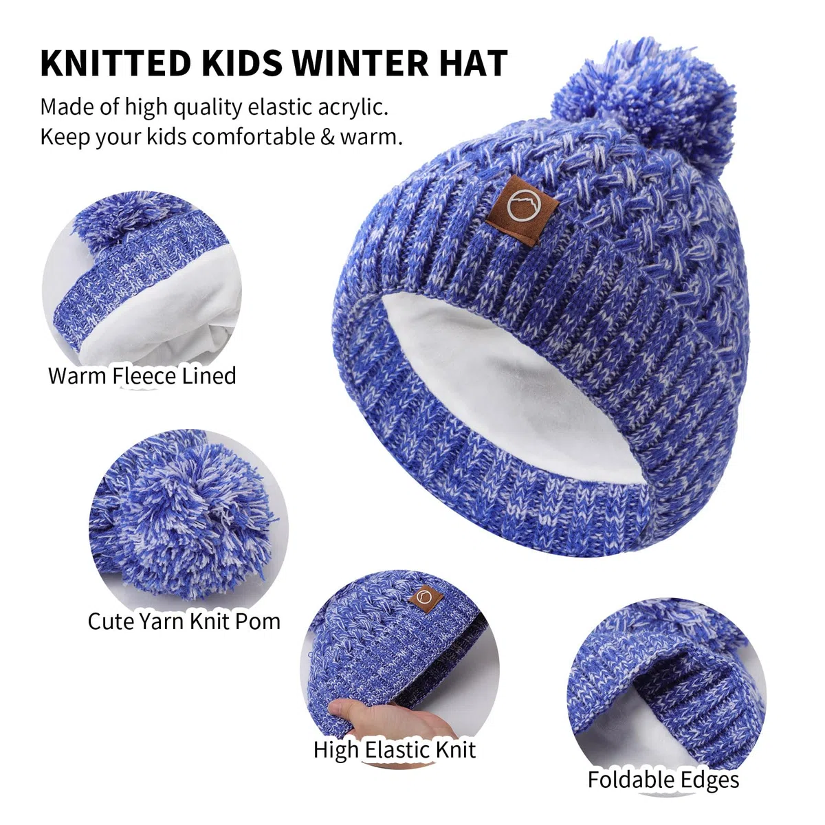 Set invernale per bambini, con cappello, sciarpa e guanti, caldo berretto termico lavorato a maglia, scaldacollo e guanto touchscreen, con morbida fodera in pile, per ragazze e ragazzi, età 4-10 anni