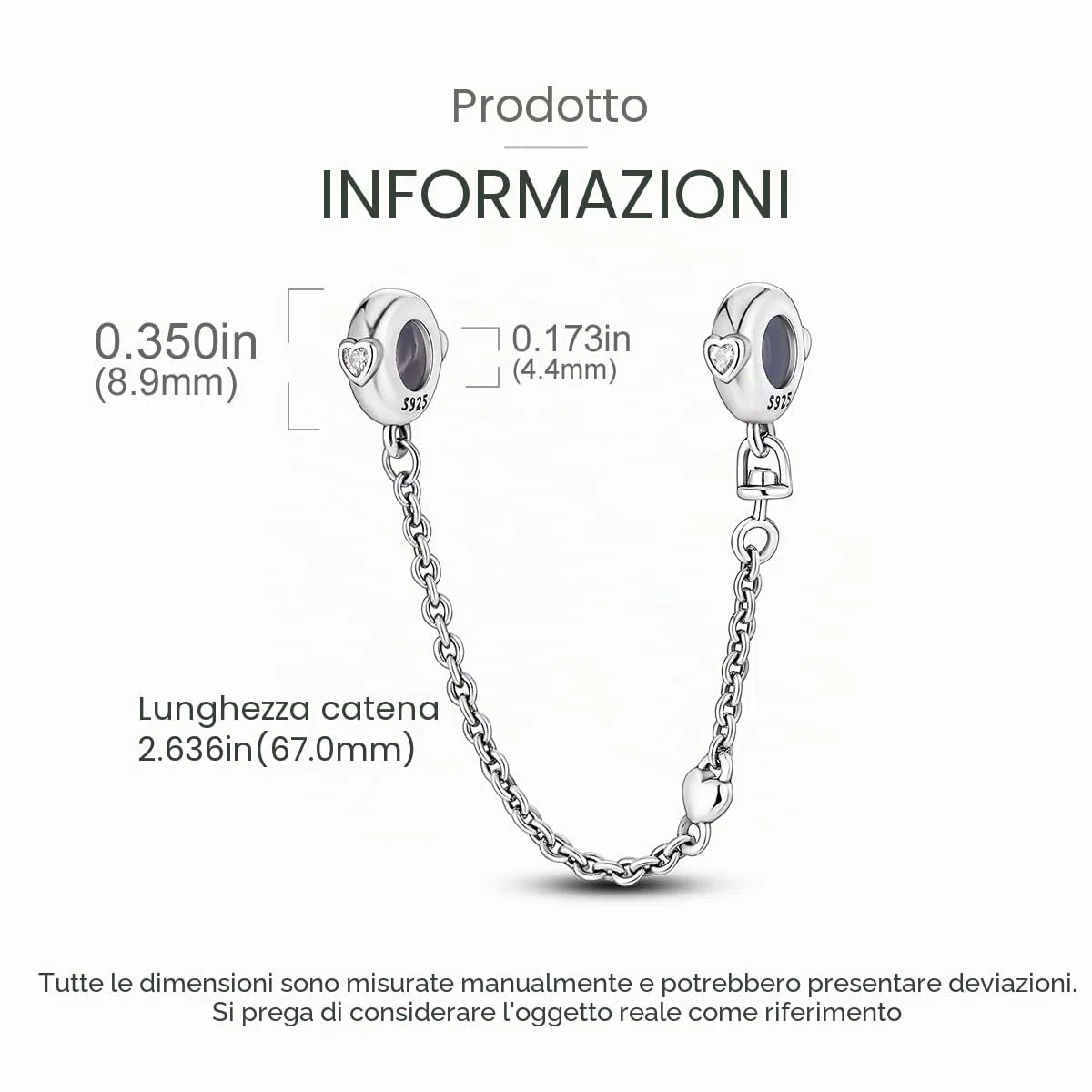 Collana di sicurezza in argento Sterling 925
