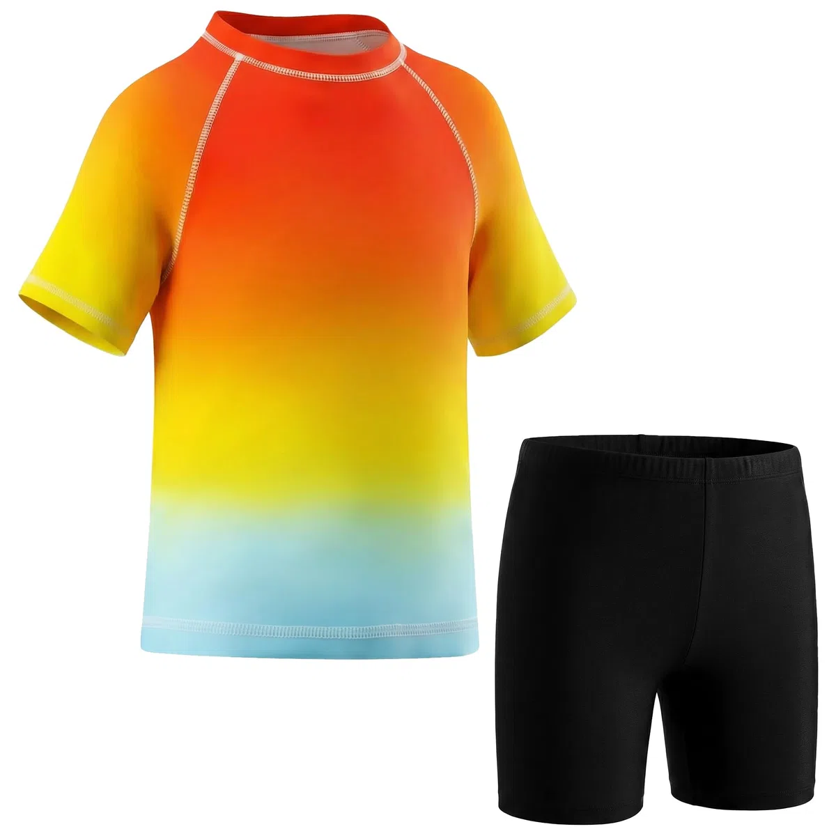 Costume da Bagno Ragazzi, Set Rash Guard con Protezione UV, Maglietta Maniche Corte e Pantaloncini 2 Pezzi Abbigliamento da Nuoto, Traspirante Tuta da Piscina Surf Bambini 3-11 Anni
