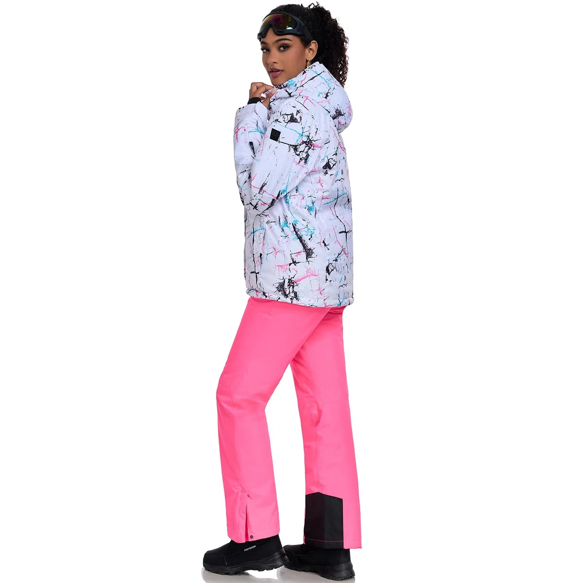 HOTIAN - Tuta da neve da donna, impermeabile, antivento, invernale, calda, set da sci, per escursionismo, arrampicata, snowboard, con materiale isolato SMN, M