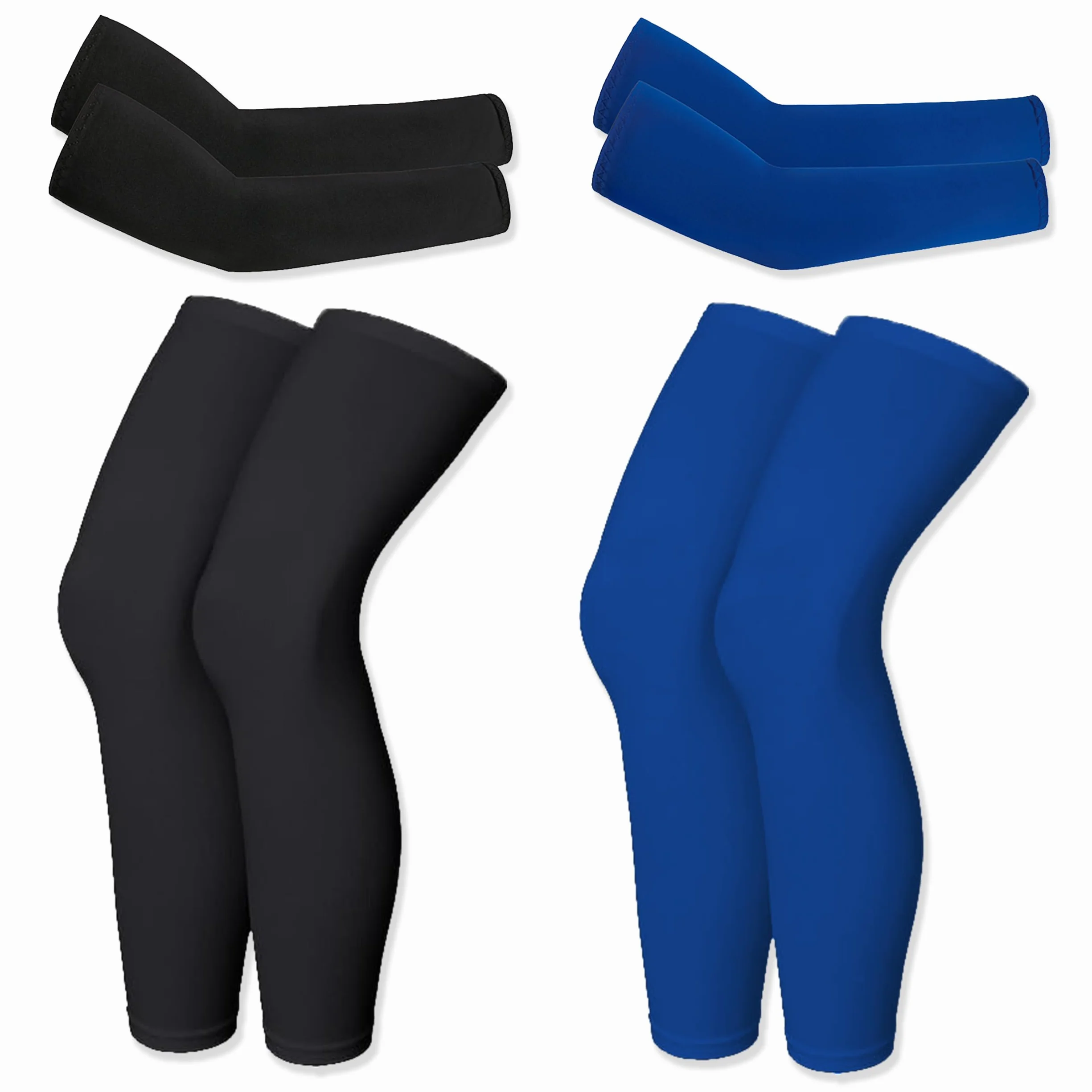 Manicotti Gamba Compressione, 2 Paia Gambali Compressione e 2 Paia Manicotti Braccio, Protezione UV Estiva Arm Sleeves Leg Sleeves per Ciclismo Corsa Basket Calcio