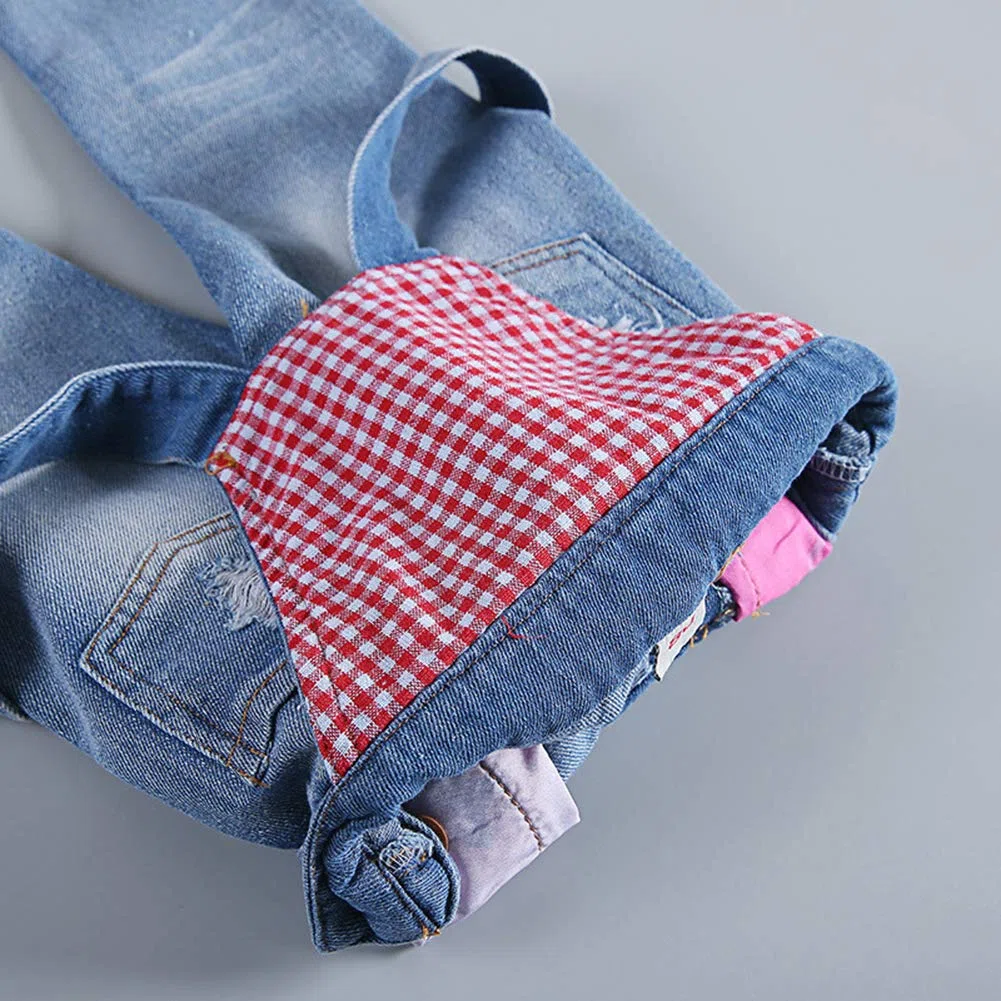 KIDSCOOL SPACE Salopette di Jeans Blu e Nera per Neonati e Bambini/Ragazze, Abbigliamento da Lavoro in Jeans