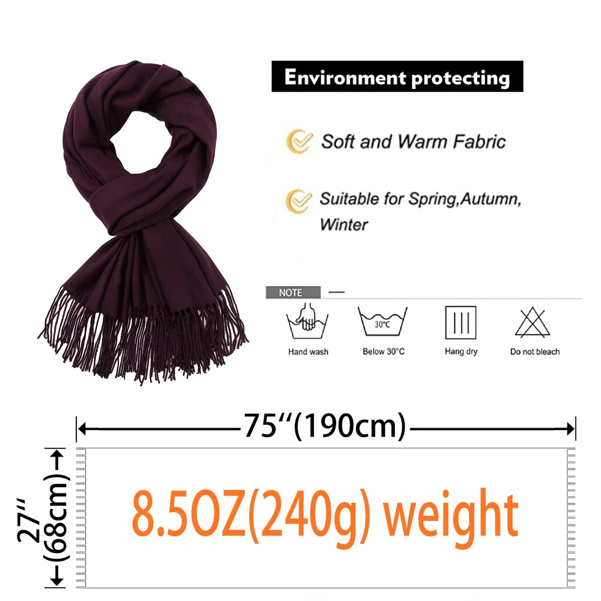 RIIQIICHY Sciarpa Scialle Donna Stola Invernale Pashmina Elegante Cerimonia Con Frange