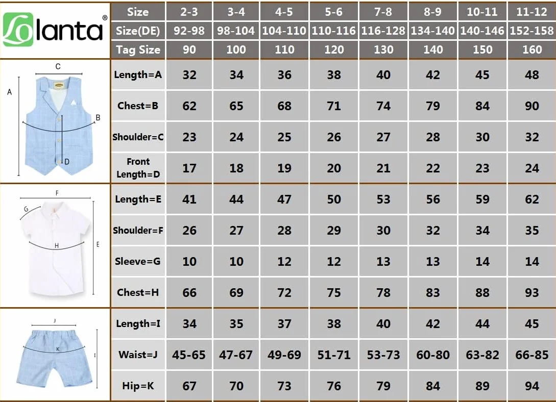 LOLANTA 4PZ Completo Cerimonia Bambino, Abito Bimbo Estivo con Gilet Pantalone Camicia e Papillon per 2-12 Anni