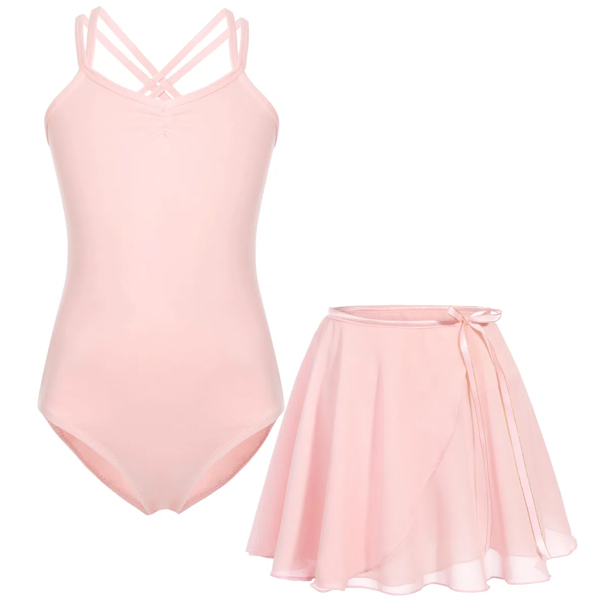 Vestito Body da Balletto Danza per Ragazze Bambina Gonna Cotone Spalline Sottili