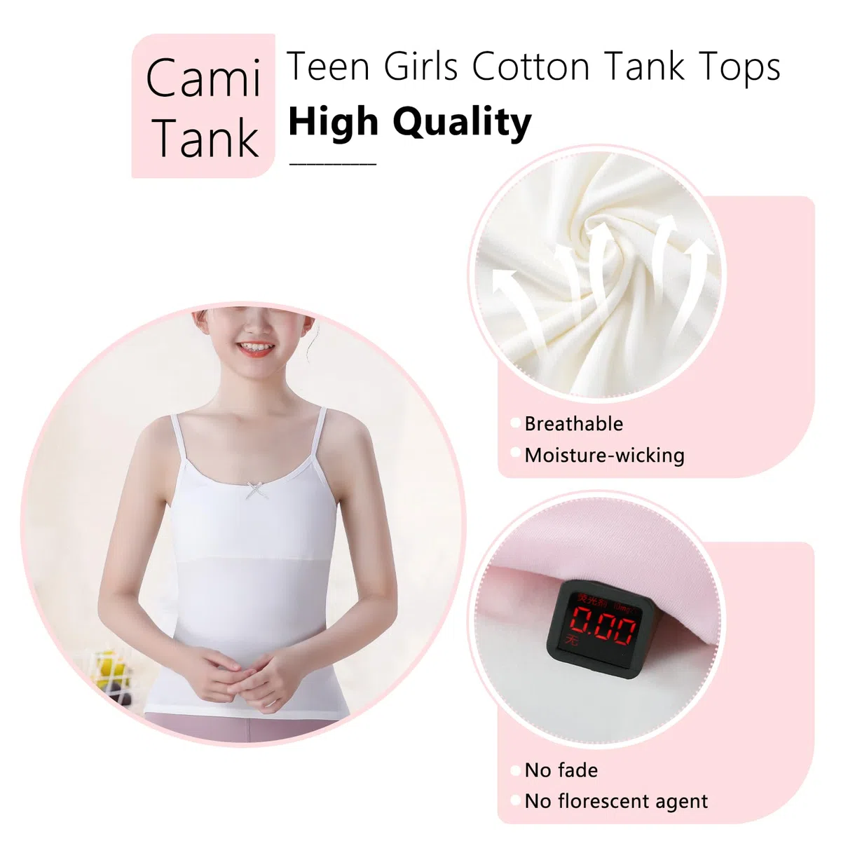 Canottiera Intima da Bambina 7-12 Anni, con Imbottitura Leggera, Camisole in Cotone, Canottiere da Allenamento, Confezione da 4