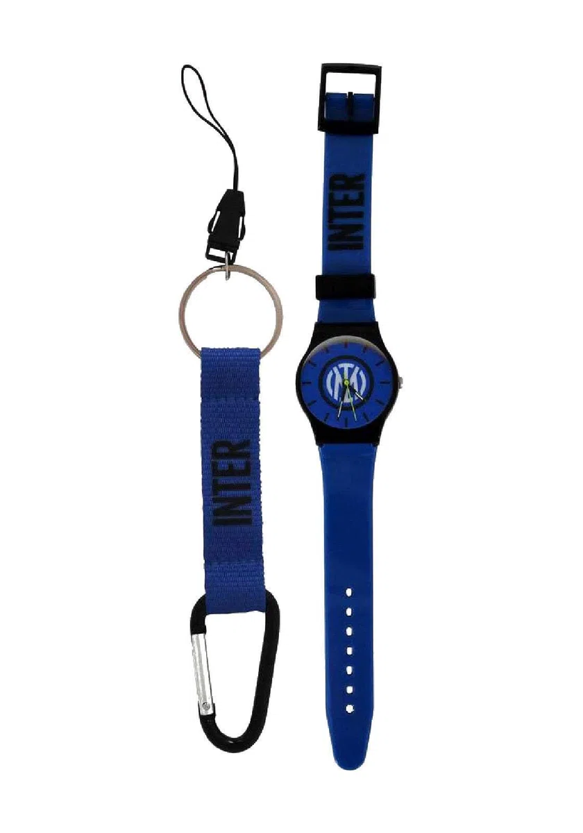 KIT OROLOGIO DA POLSO E PORTACHIAVI CON MOSCHETTONE INTER