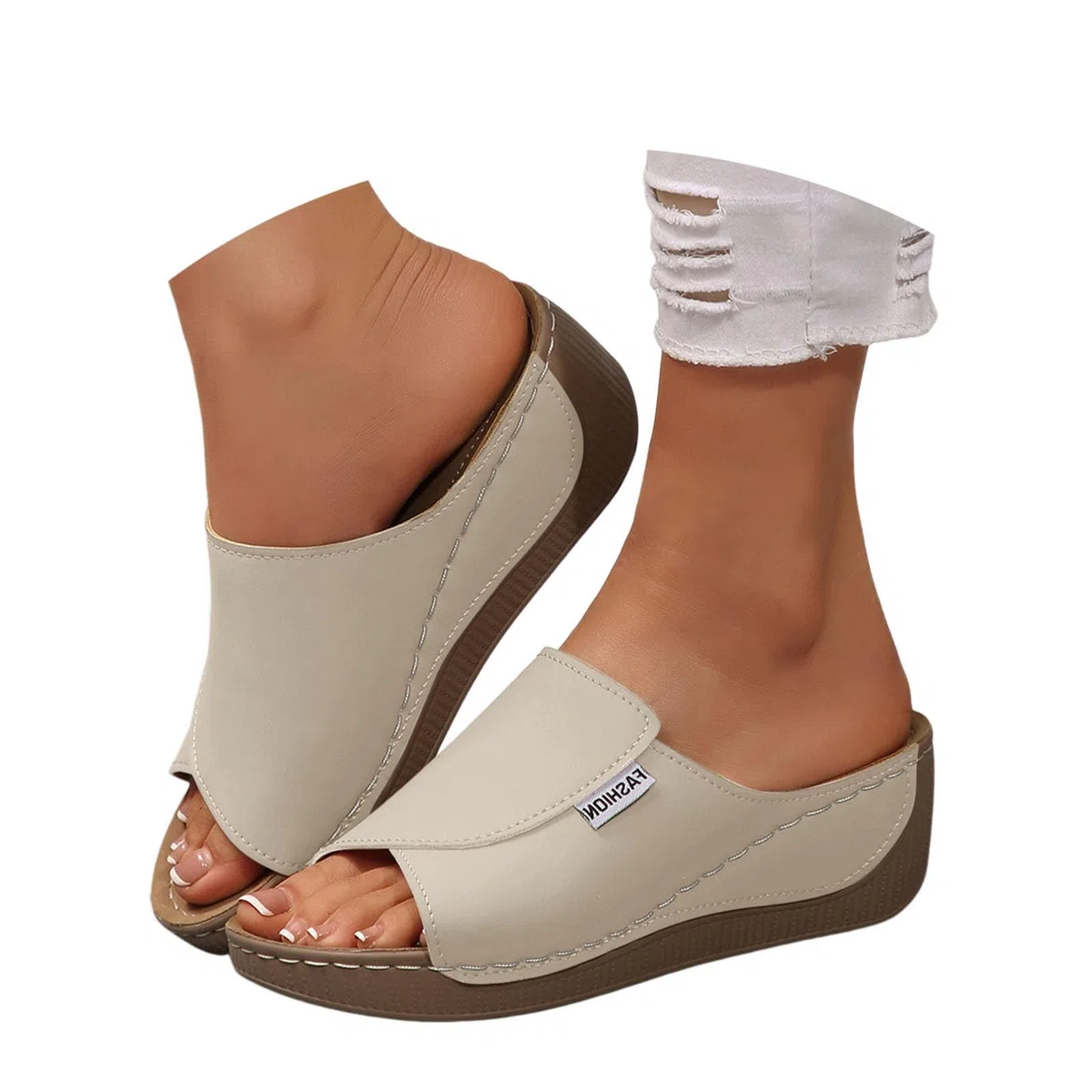 Ciabatte Donna Estive Ortopediche Sandali Pelle Anatomiche Eleganti, Zeppa Antiscivolo Supporto Arco per Casa e Spiaggia Scarpe Trekking Pantofole