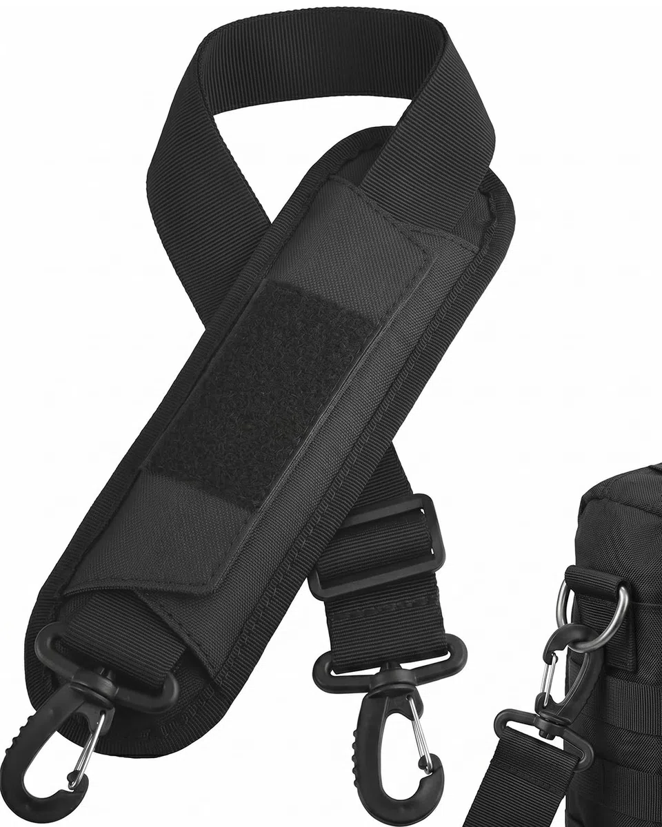 Cinghia Tracolla Regolabile di Ricambio 1 Pezzo, Nero, con Ganci in Metallo Rinforzati per Zaini, Borse a Tracolla, Borsa Palestra, Laptop, Fotocamera