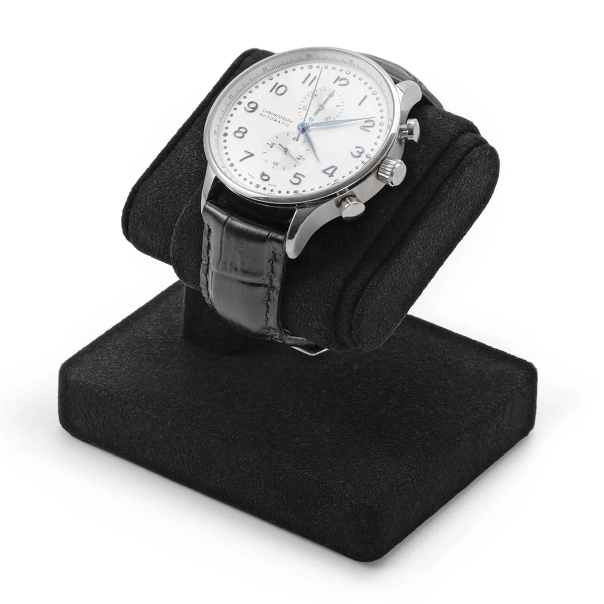 Supporto per orologi in velluto – Lusso singolo con morbido velluto, elegante ripiano da tavolo per orologi da donna e da uomo (nero)