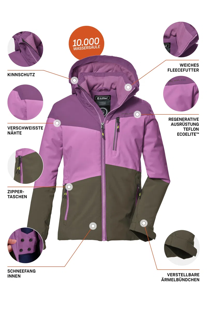 Killtec Kow 170 Grls Jckt Giacca funzionale con cappuccio e paraneve/giacca outdoor impermeabile Girl´s
