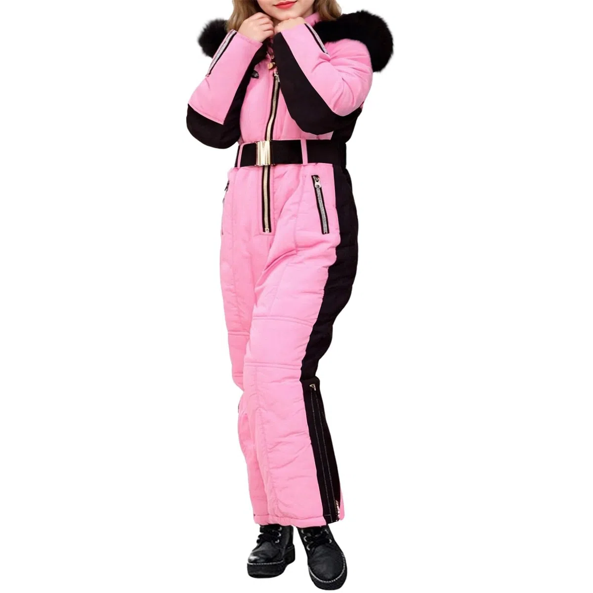Tuta da Neve Bambino Piumino Caldo Rimovibile Cappuccio Tuta Da Sci Spessa Collo in Pelliccia Antivento Cerniera Impermeabile Giacca In Piuma Inverno Abbigliamento Outdoor Sport Per 5-16 Anni