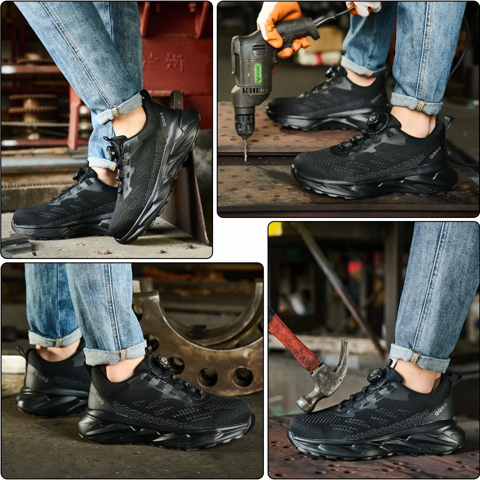 Scarpe Antinfortunistiche Uomo Scarpe da Lavoro Donna Leggere Traspiranti Comode Sneakers Antiscivolo Scarpe Sicurezza con Punta in Acciaio Regolazione Rapida dei Lacc