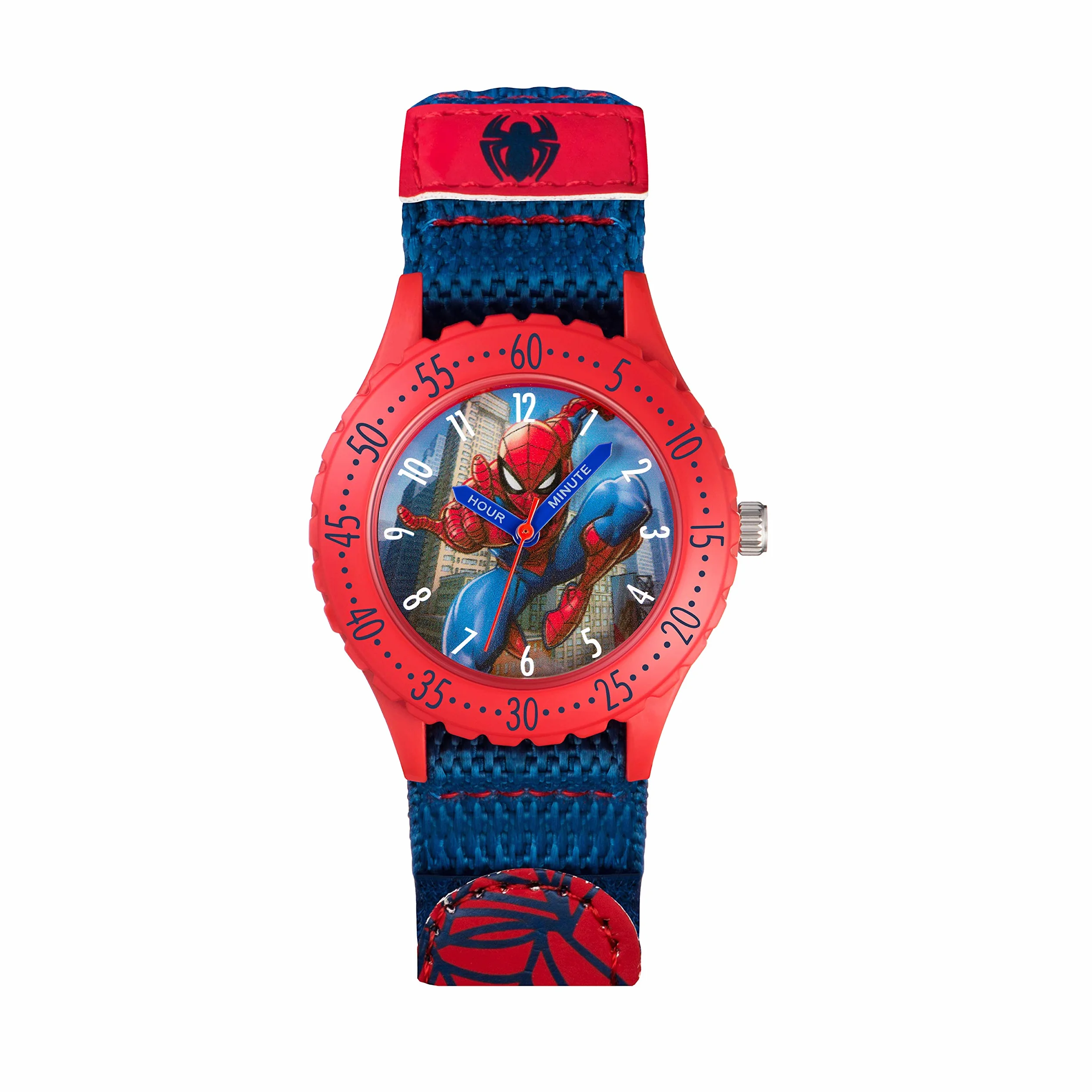 Spiderman Orologio analogico al quarzo per bambini con cinturino in tessuto SPD3495
