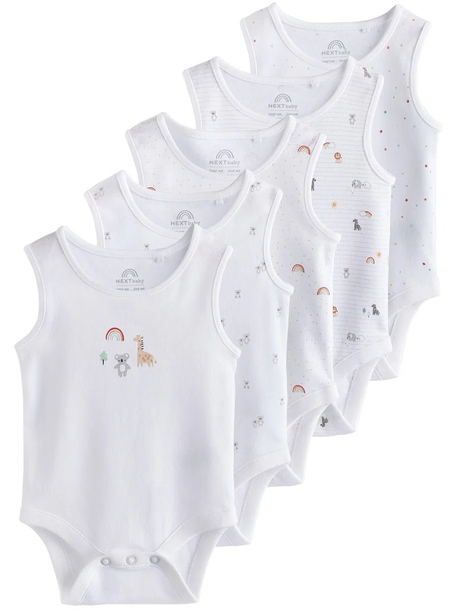 NEXT Unisex Bambino Confezione da 5 body a canotta per neonati