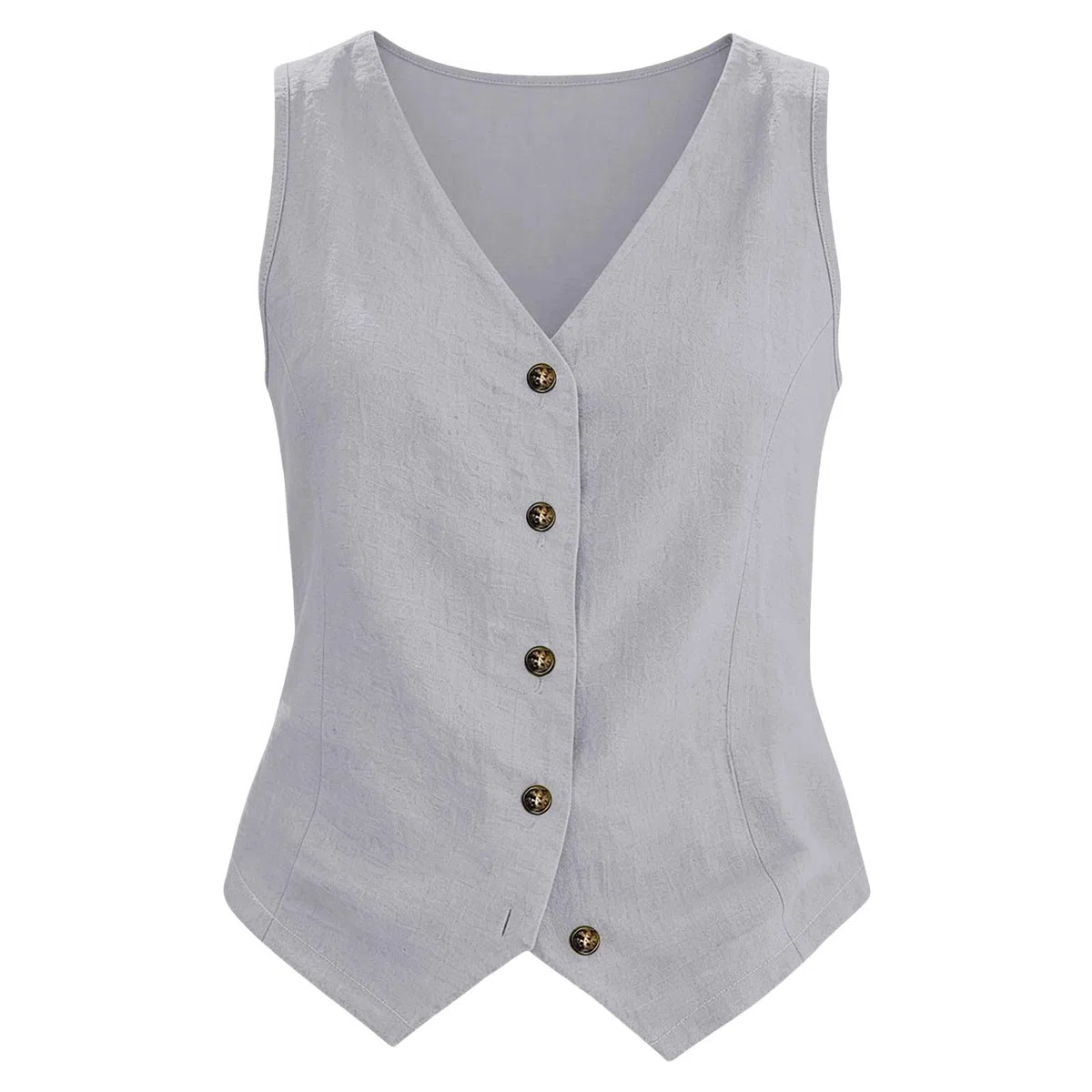 Gilet Donna Elegante Estivo Senza Maniche Gilet da Lavoro in Cotone Top Curvy Casual Chic Scollo a V con Bottoni Tendenze Primavera 2026 Perfetto per Ufficio Vacanze e Tempo Libero Taglie S-2XL