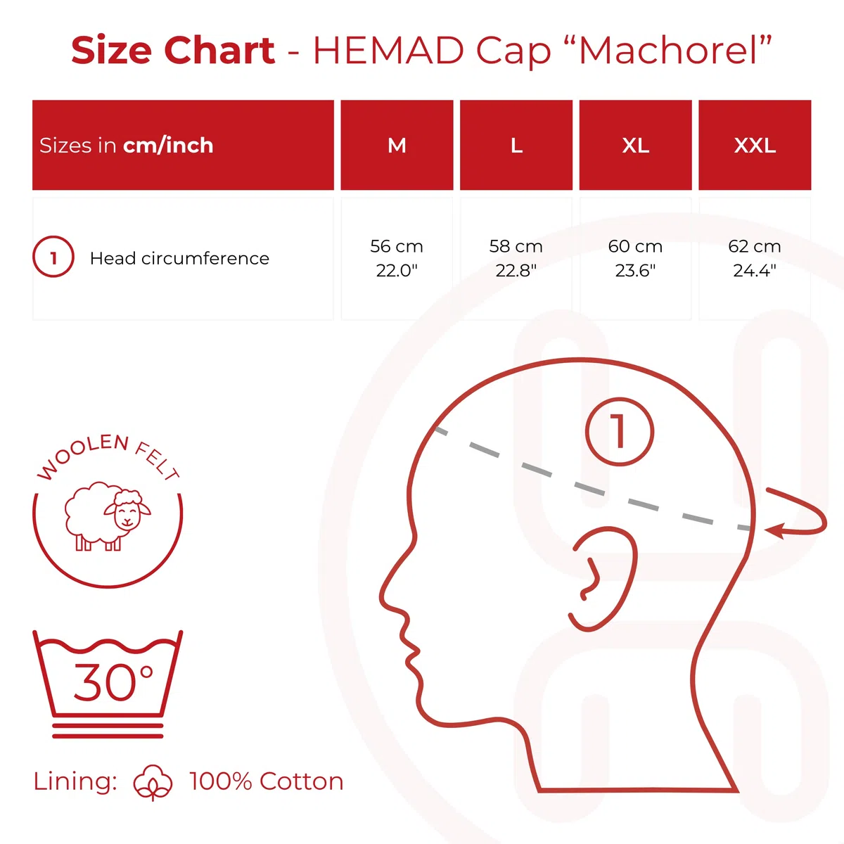 Cappello di Lana Medievale Maschile – M-XL Marrone, Grigio, Nero, Rosso