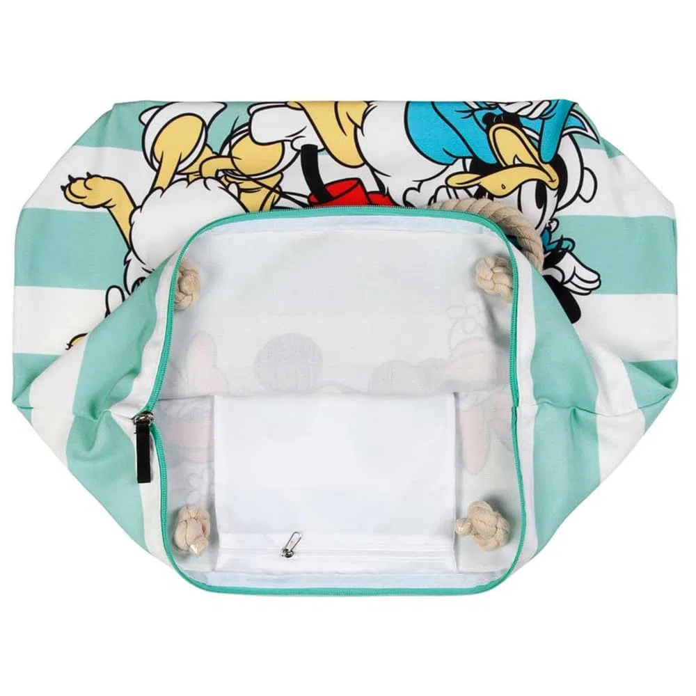 CARTOON Borsa mare Mickey & Friends Disney Topolino accessorio da spiaggia borsa in tessuto con manici in corda