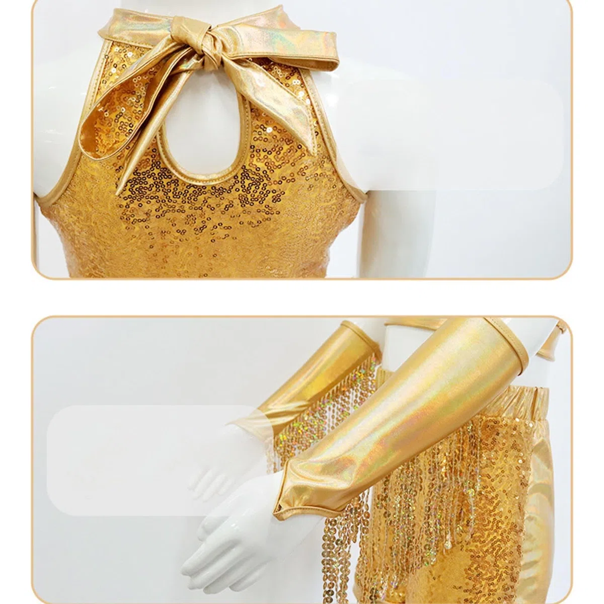 Completo Danza Bambina Set Due Pezzi Costume da Ballo Brillantini con Paillettes Top Crop Senza Maniche e Pantaloncini per Esibizione e Festa Vestiti per Danza Jazz Latino Regalo Amica Speciale