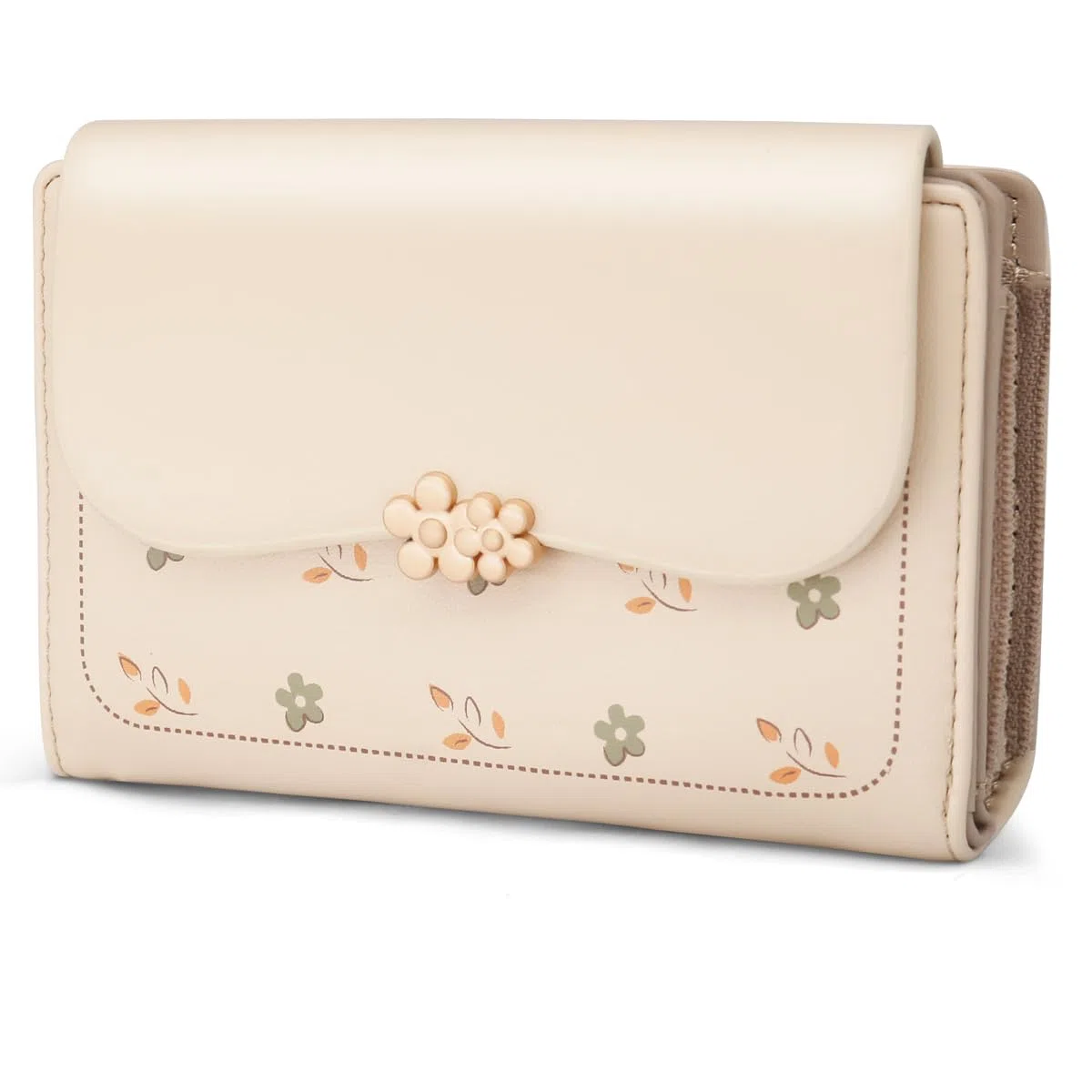 REETEE Portafoglio Donna Piccolo,Portafoglio in Pelle PU Slim Formato Corto Portafogli da Donna con Cerniera Portamonete e 10 Porta Credito Carte (Albicocca)
