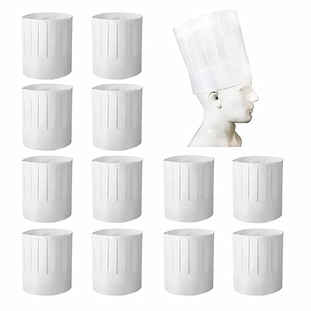 LATRAT 24 PCS Cappello da Cuoco Carta Monouso Dimensione Regolabile Cappelli da Chef Unisex, Rete Traspirante, Adatta per Riunioni di Famiglia in Cucina, Tenuta Regolabile