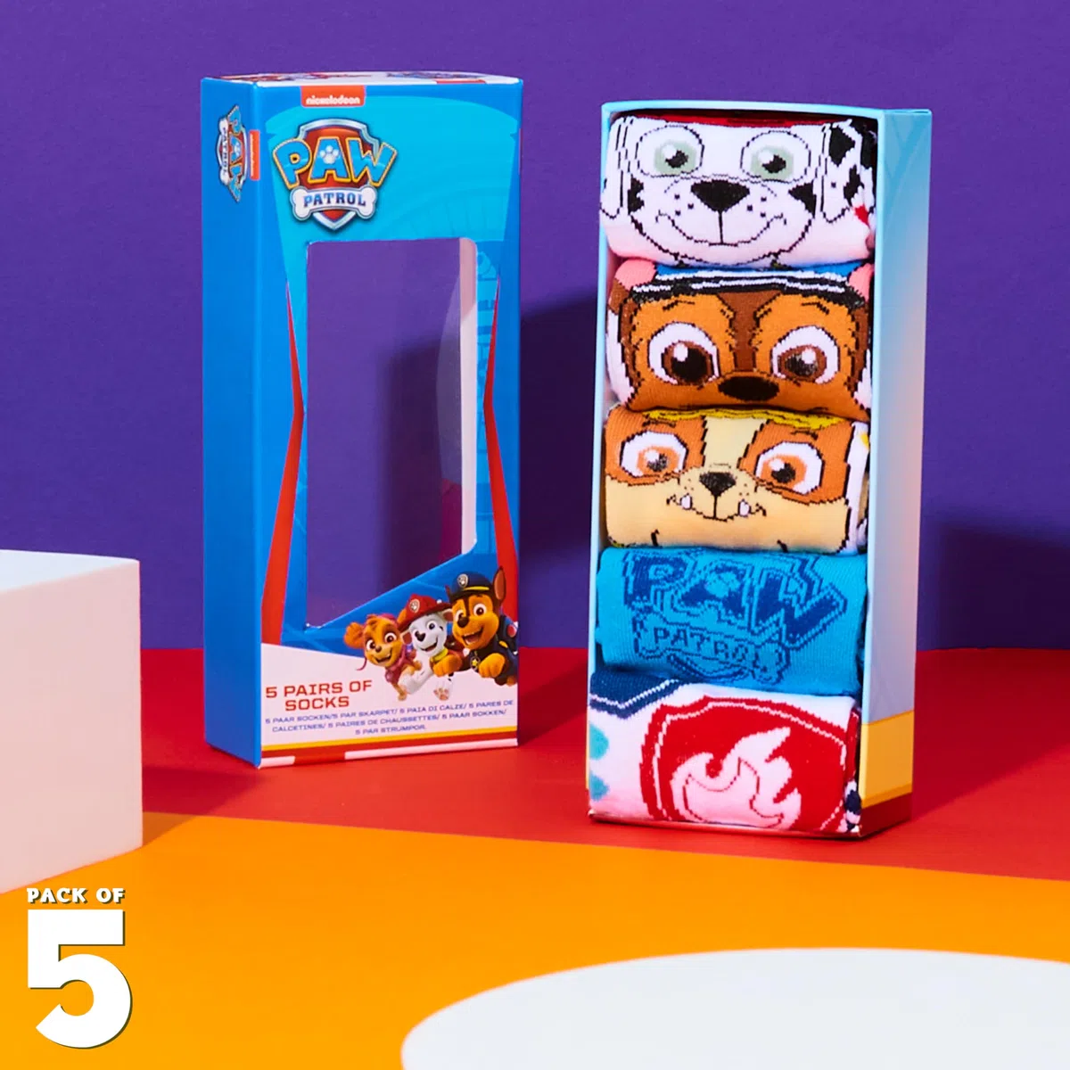 Paw Patrol Calzini Ragazzo Divertenti, Confezione da 5 Calze Bambino Morbido e Traspirante, Idee Regali per Bambini
