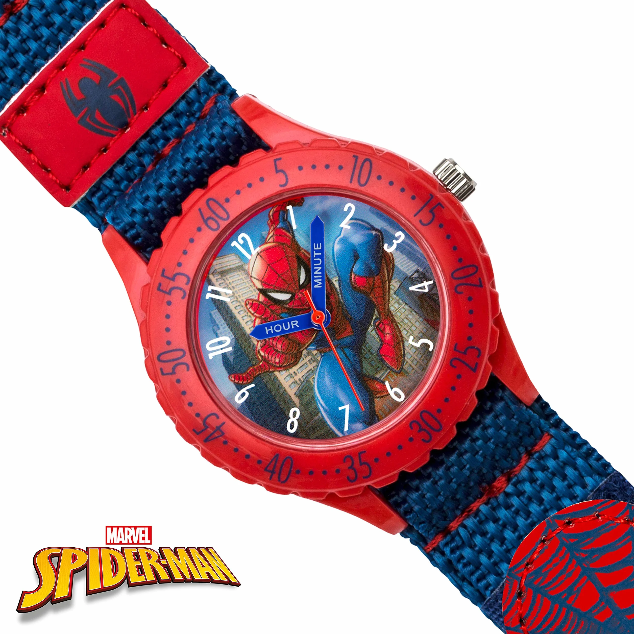Spiderman Orologio analogico al quarzo per bambini con cinturino in tessuto SPD3495