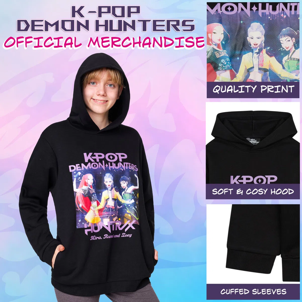 KPop Demon Hunters Felpa con Cappuccio Bambina Adolescenti Invernale Ragazza Regalo