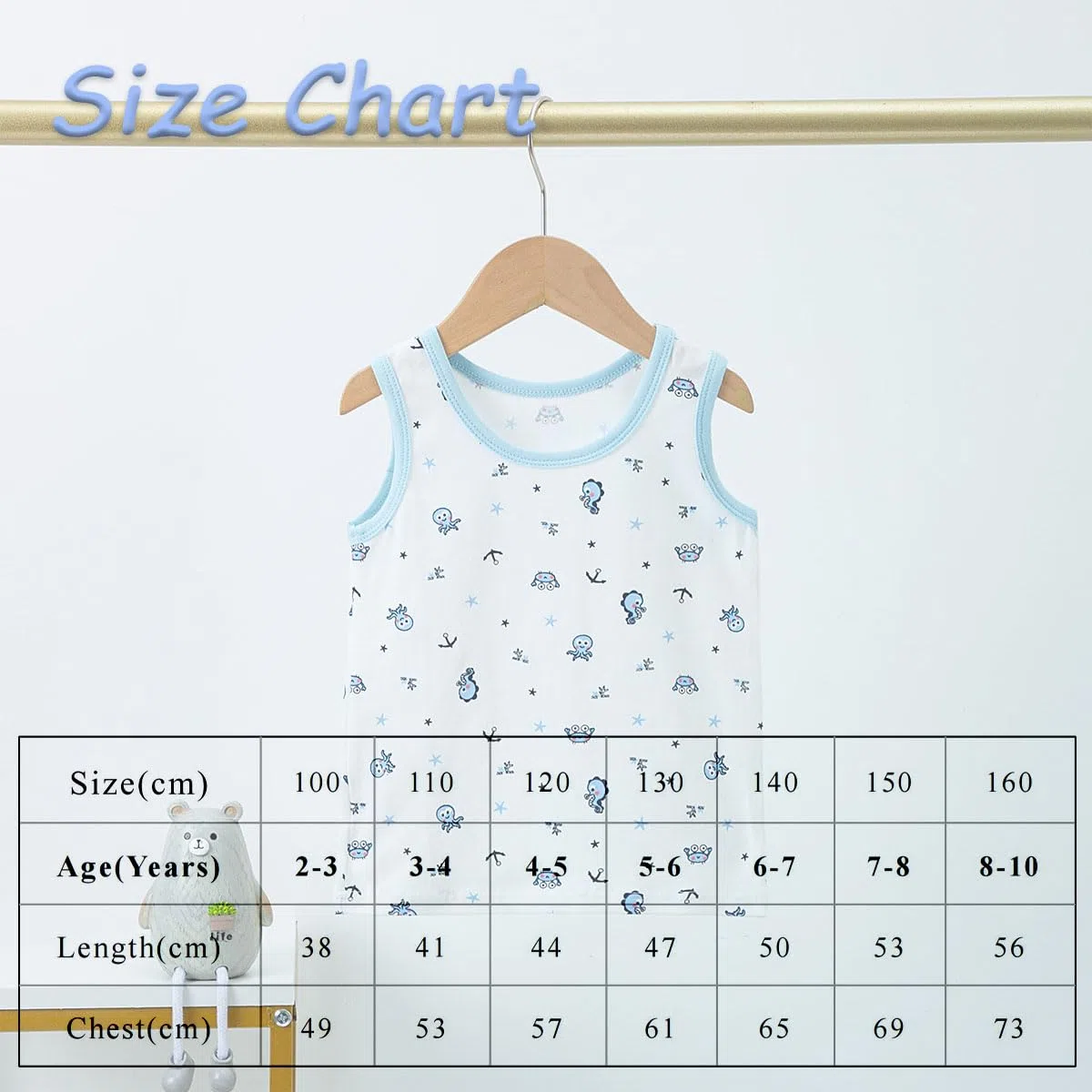 Ragazzi Girocollo Gilet Intimo, T-Shirt Senza Maniche Traspirante, Canottiere per Bambini in Morbido Cotone, Canottiere per Bambini Bianche o Stampate per 2-10 Anni