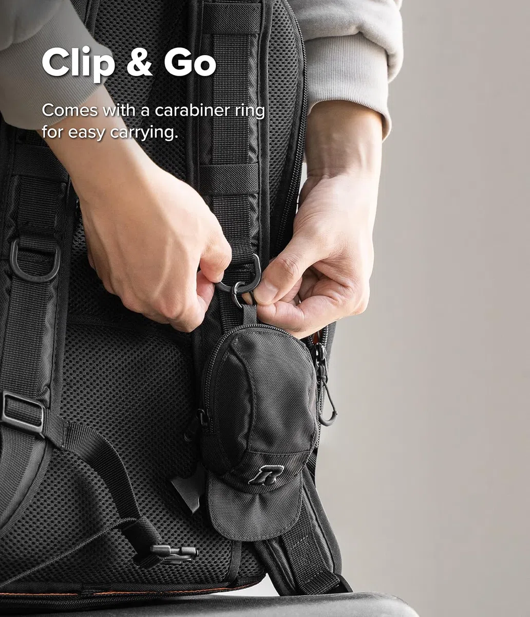 Ringke Cap Mini Pouch, Mini Borsa Portatile a Forma di Cappuccio per Auricolari, Monete, Chiavi, Carte e Piccoli Accessori - Black