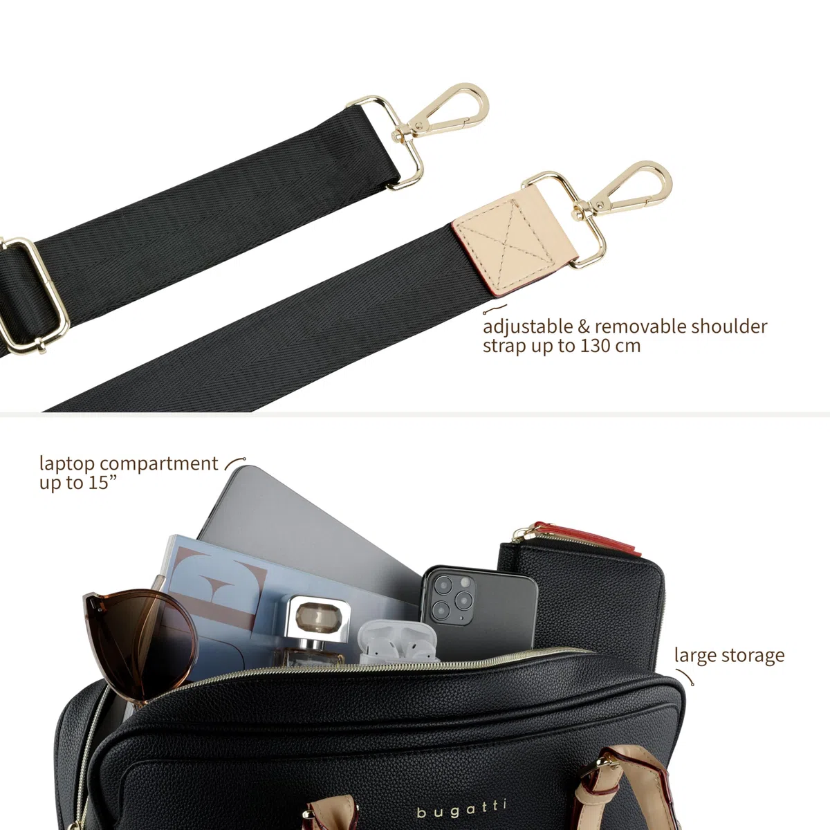 bugatti Ella Borsa business 15", cartella in similpelle con scomparto per laptop
