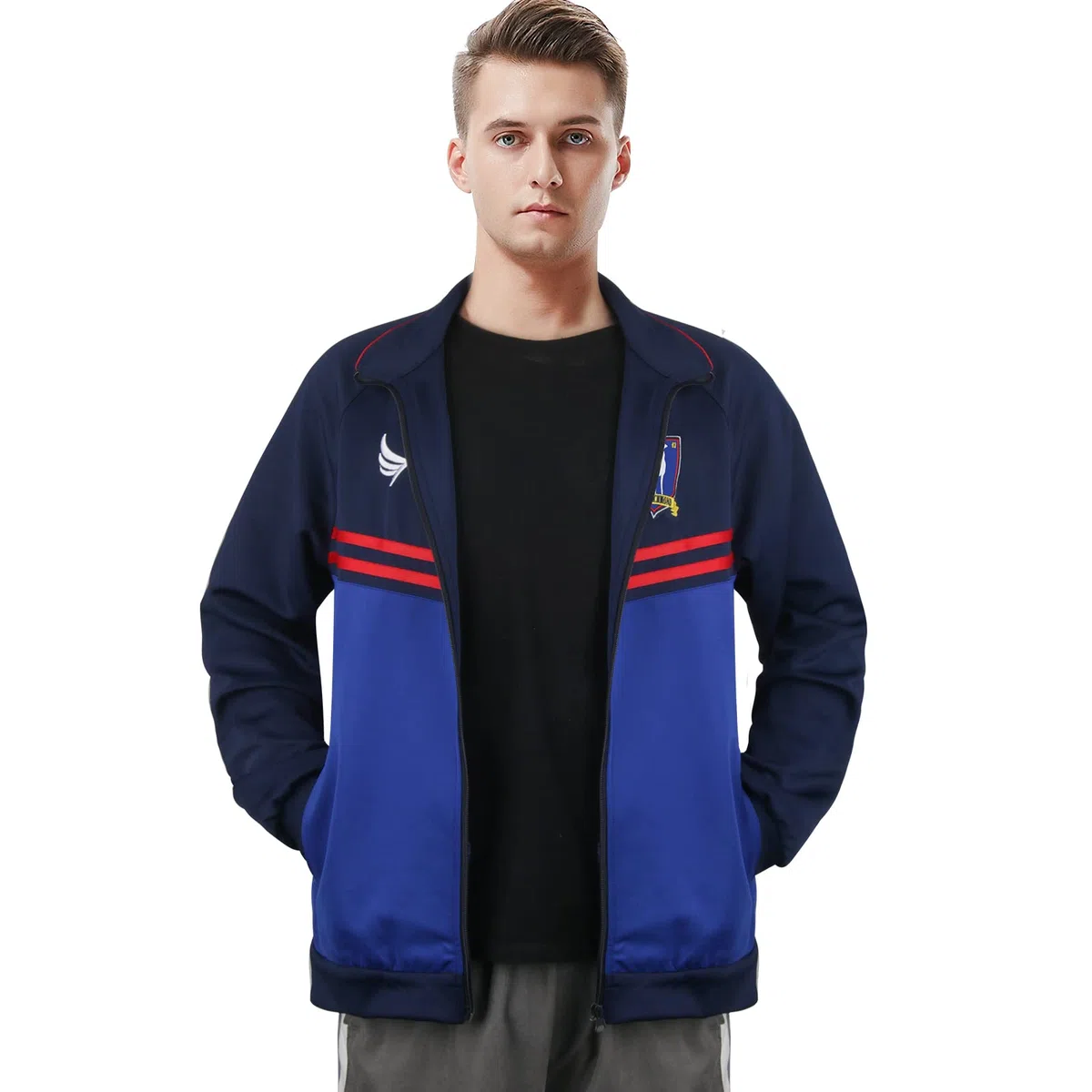 Materuis Giacca da allenamento da calcio, leggera, per adulti, colore: blu
