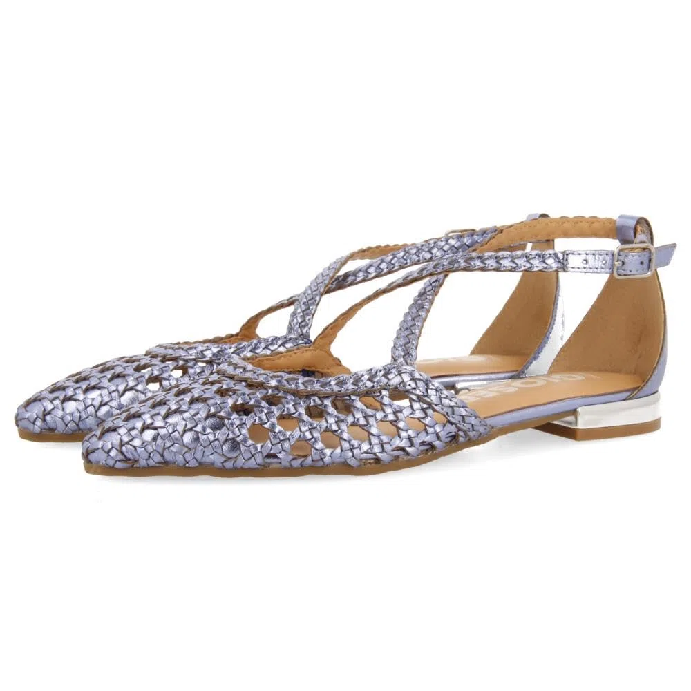 GIOSEPPO Ballerine in Pelle Blu con INTRECCI per Donna LESKOVIC